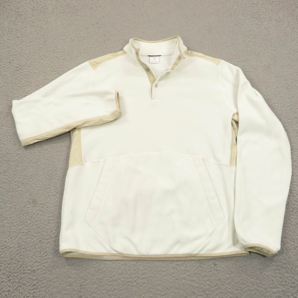Hill City Mens White Fleece Pullover Snap Jacket Kangaroo Pouch M 511090-01
